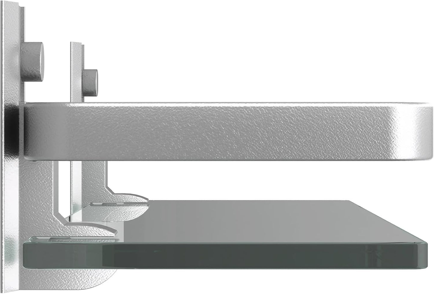 Danpoo Clear Tempered Glass Wall Shelf, Wall-Mounted Organizer for Bathroom, Kitchen(Matte Silver)