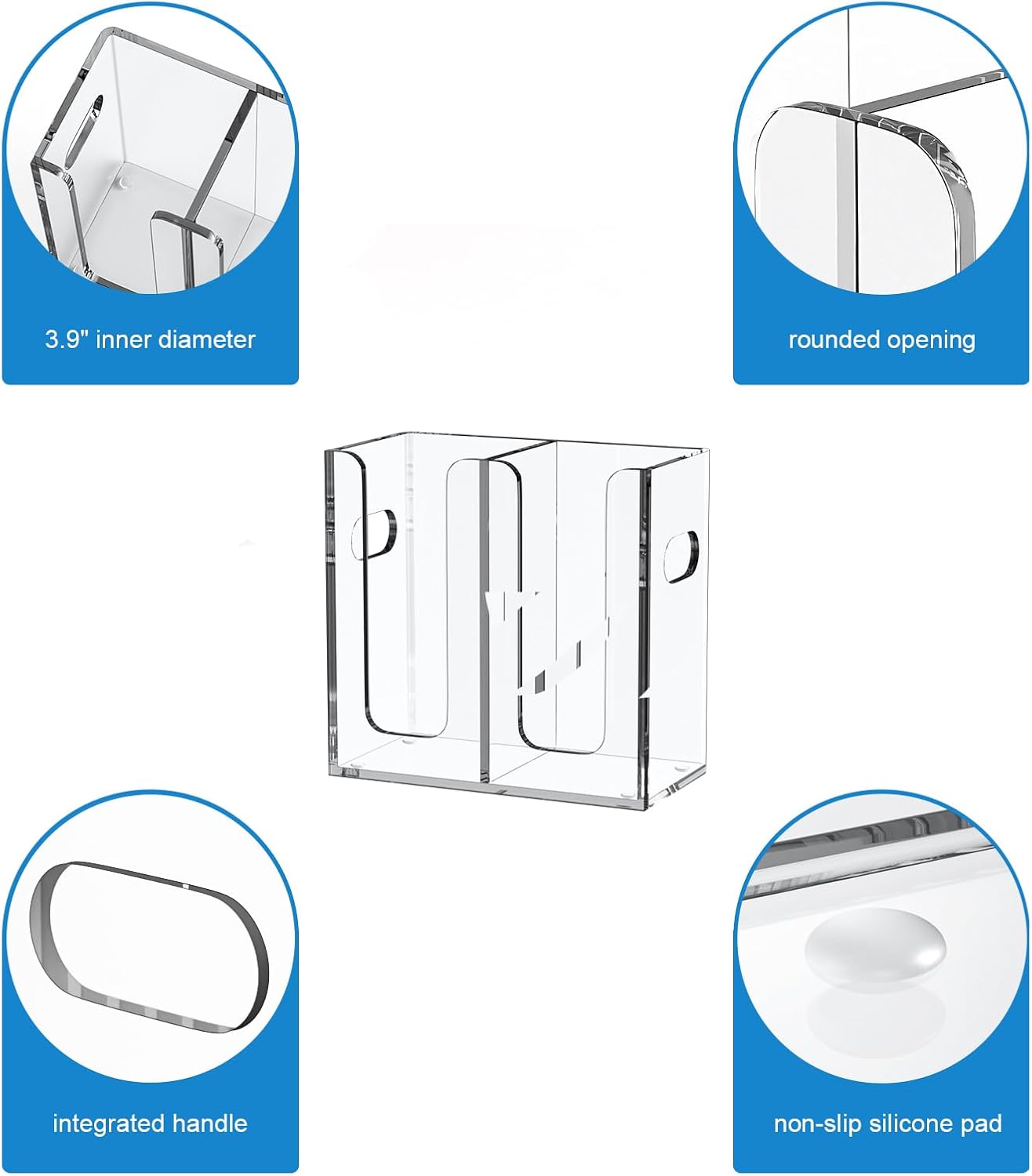 WINFFOR Disposable Cup Organizer Dispenser - 2 Compartments Clear Acrylic Cup and Lid Holder with Handles Plastic Cup Dispenser Countertop Paper Cup Holder for Coffee Bar House Party Essentials