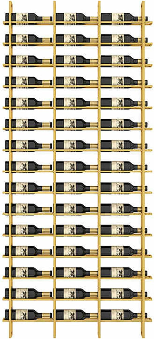 Wine Rack Freestanding Floor, 16 Tier 48 Bottle Capacity Display Holder, Industrial Wine Bottle Storage Shelves, for Any Bar, Wine Cellar, Kitchen, Dining Room (Gold, 3 Column)