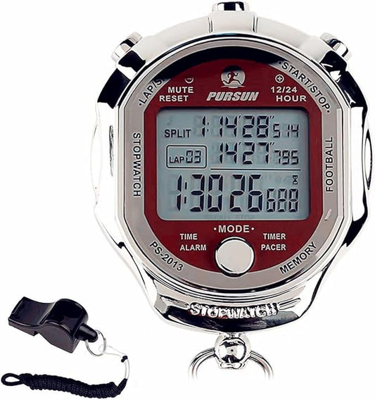 Stopwatch Timer, Digital Stop Watch with 0.01second & 0.001second Timing, Metal 10/100/400 Laps Memory, Rolilink Large dispaly Alarm Clock for Coach Sports Running Marathon
