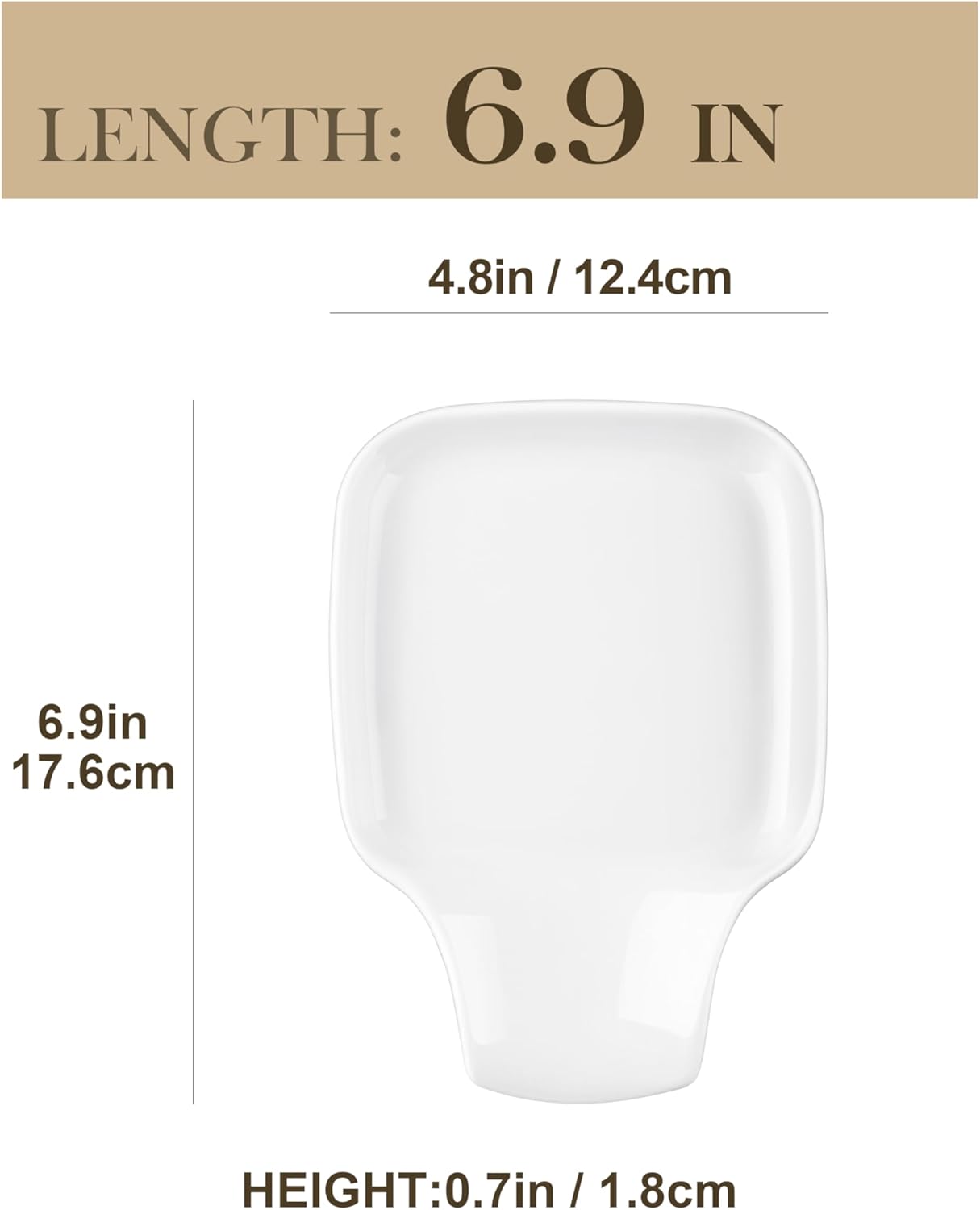 MALACASA Spoon Rest, Large Spoon Rests for Stove Top, Porcelain Spoon Holder for Kitchen Counter, Utensils Rests, Cooking Spoon Holders for Spatula Ladle Tongs, Ivory White, Series REGULAR