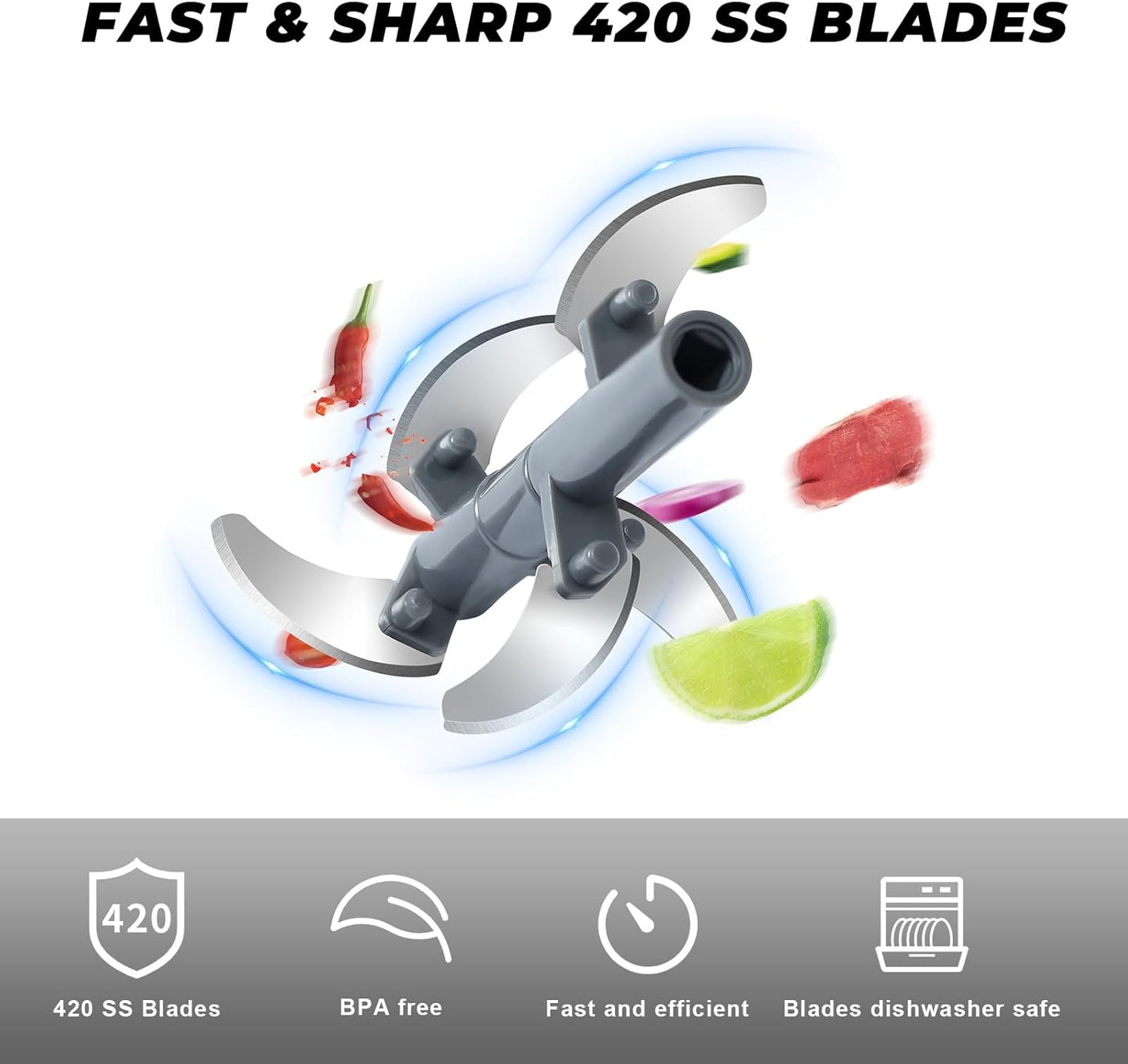 ZHANG XIAO QUAN SINCE 1628 Portable Manual Vegetable Chopper, Hand Pull String Vegetable Garlic Mincer Onion Cutter for Veggie, Peppers, Tomatoes, Ginger, Fruits, Nuts, 3.6 Cup(900ml) Food Chopper