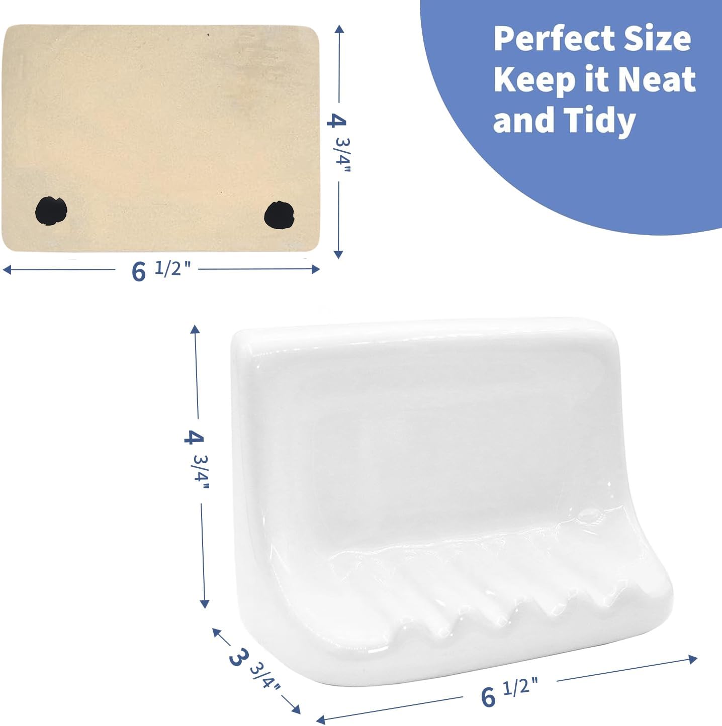 White Vintage Mounted Ceramic Soap Dish for Shower Wall,Retro Ceramic Soap Holder Porcelain Soap Dish Holder Tray for Home Bathtub Bathroom Sink Shower Wall Easy to Clean Keep Soap Dish Dry