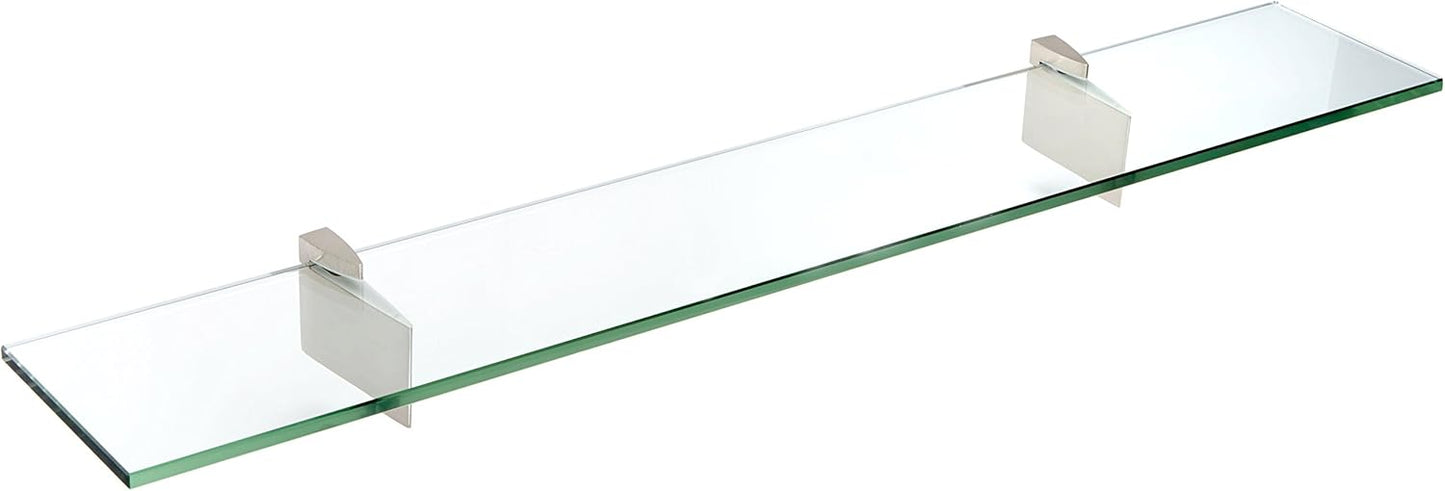 Spancraft Glass R-4.75x12-Brushed Steel Raven Glass Shelf, Brushed Steel, 4.75" x 12"
