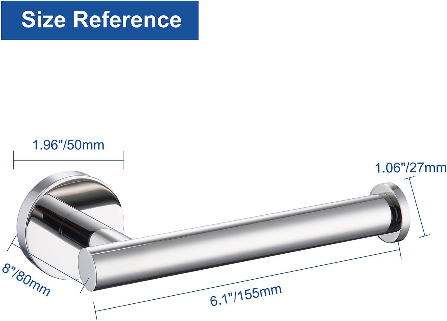 TASTOS Polished Chrome Toilet Paper Holder SUS304 Stainless Steel, Modern Round Tissue Roll Holders Wall Mount, Toilet Paper Roll Dispenser Bathroom 5 inch TP Holder for Kitchen Washroom