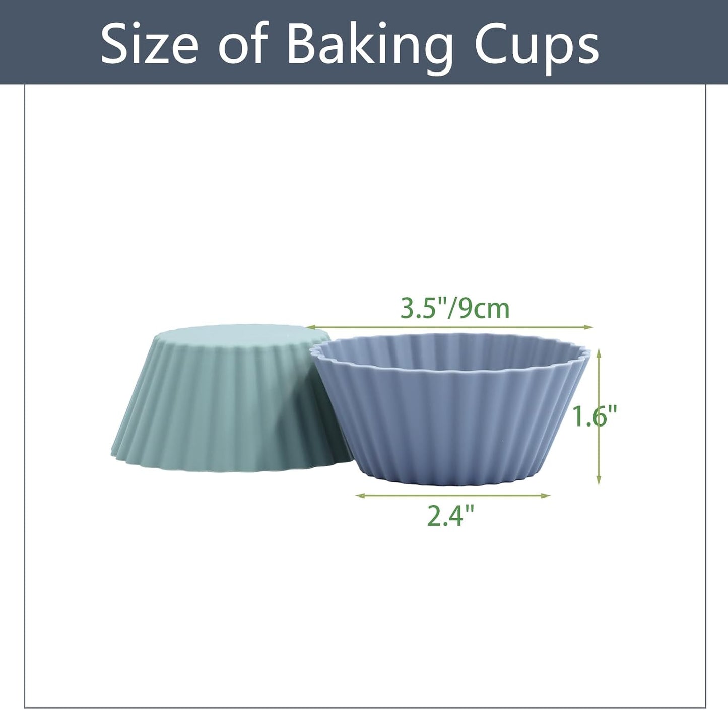 Large Silicone Muffin Cups, 12 Pack Reusable Cupcake Liners Jumbo Size 3.54inch Baking Cups Cake Molds, BPA Free, Dishwasher Safe