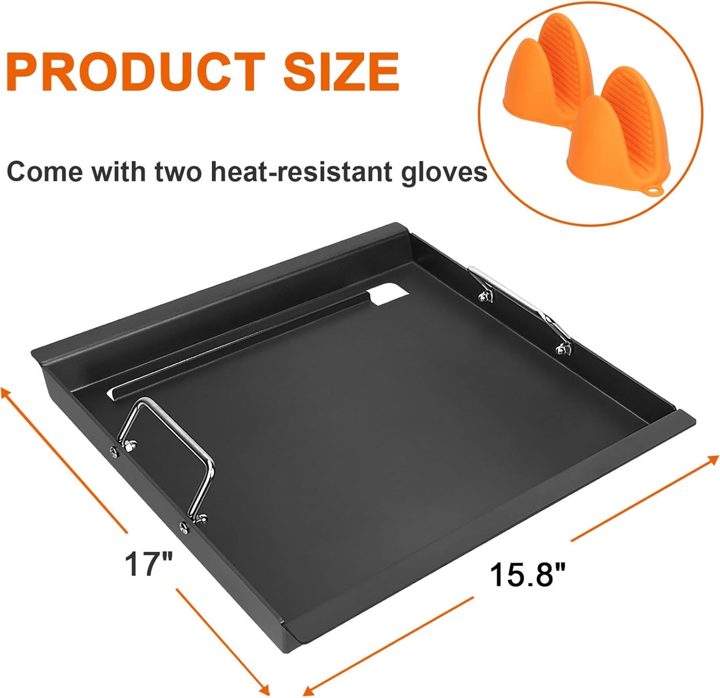 17" Full-Size Griddle Insert for Charbroil Performance 2 Burner 463630021 463660421 463630422 463660021 463655421 463655021, Replacement for G426-0004-W1 G426-0005-W1, Flat Top Griddle for Nexgrill