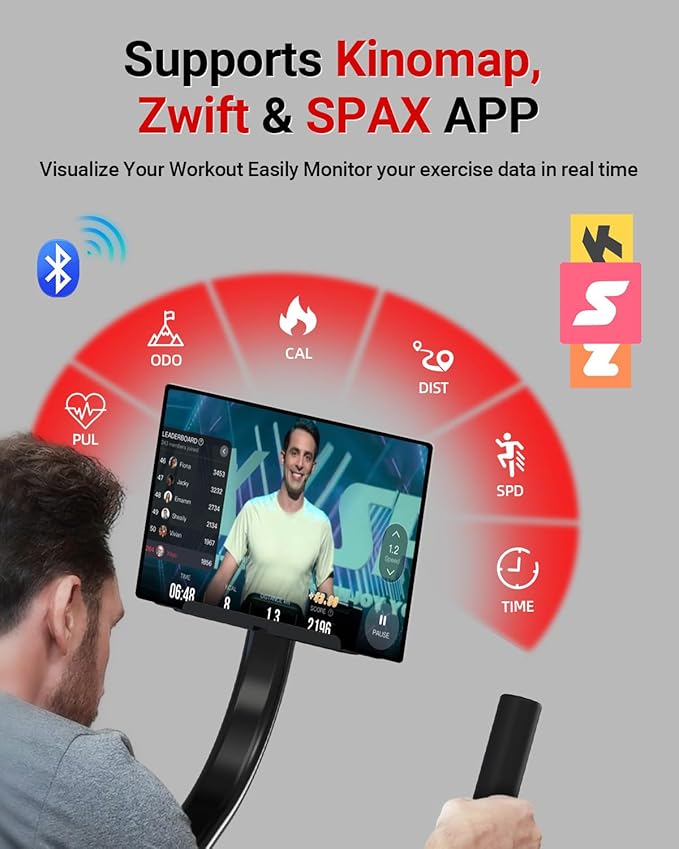 HARISON Semi-Commercial Exercise Bike 400 lbs Capacity, Magnetic Stationary Bikes for Home Gym with Bluetooth & Tablet Holder & Comfortable Seat Cushion