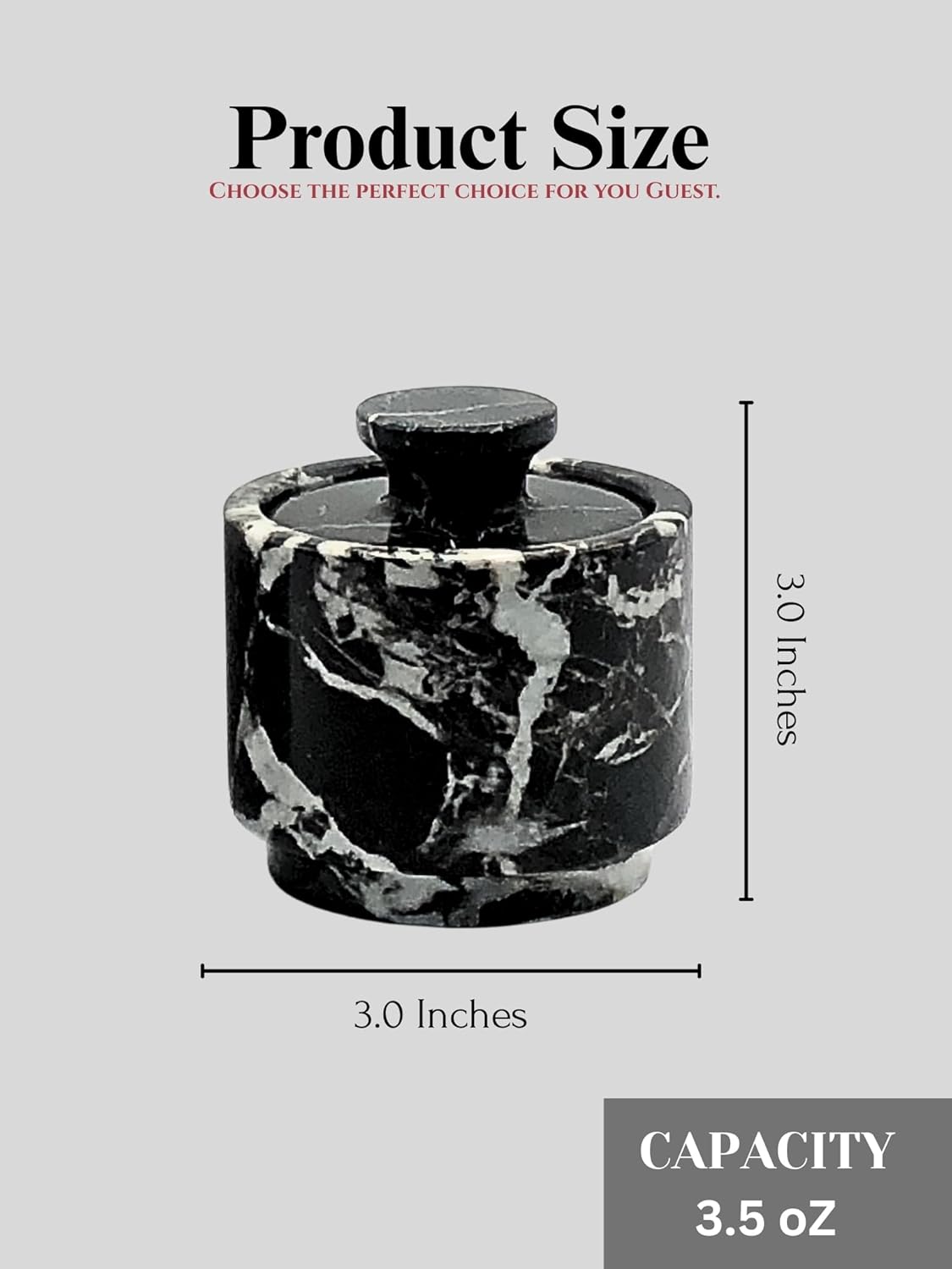 Premium Marble Salt Cellar with Lid 2 Pack | 3.5 oz Kitchen Storage Container | Elegant Cooking Salt Box | Spice Jar Keeper for Counter (White Black Zebra)