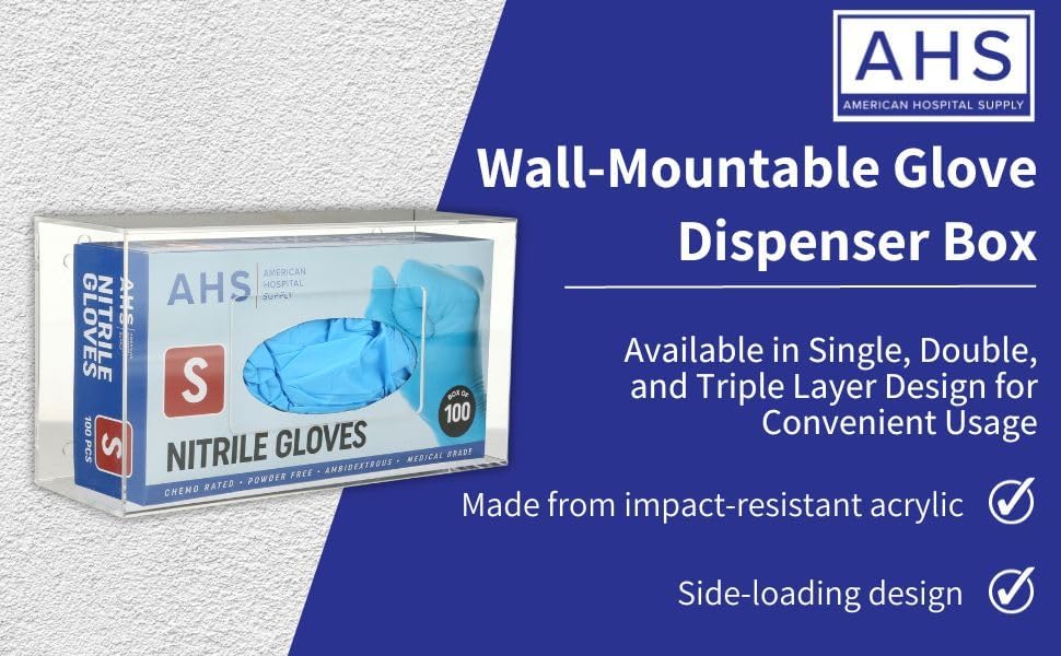 AMERICAN HOSPITAL SUPPLY Wall-Mount Glove Dispenser | Clear Acrylic Glove Box Holder with Individual Compartments | Single-Layer | 9.95 x 5.25 x 3.3 in | Gloves Sold Separately
