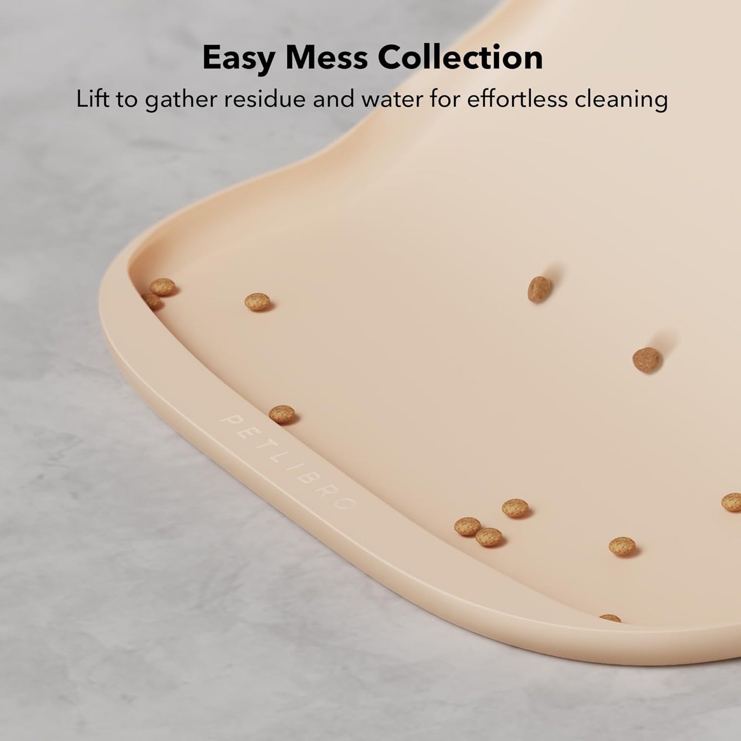 PETLIBRO Pet Food Mat for Cat & Dog, Waterproof Non-Slip Silicone Cat Food Mat for Feeder & Fountain, Dog Food Mat for Bowl & Waterer, Raised Edge Spill Protection Floor, Cove Feeding Mat 17.7"x12"