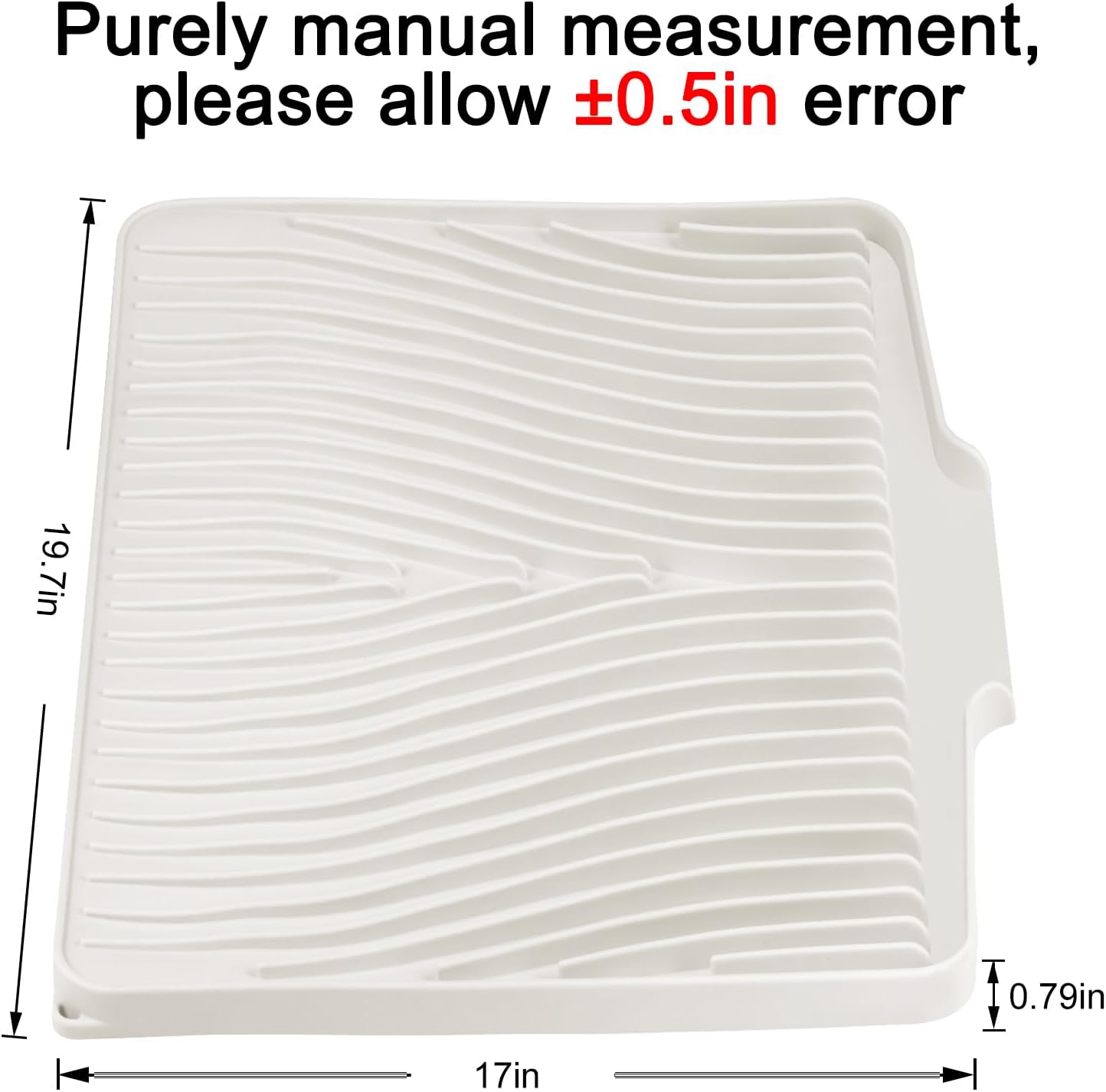 Silicone Dish Drying Mat, Stone Drying Mat for Kitchen Counter with Built-In Drain, Non-Slip Drain Pad with Built-in Drain, Heat Resistant Stone Drying Mat, 1Pcs 19.7" x 17", Cream