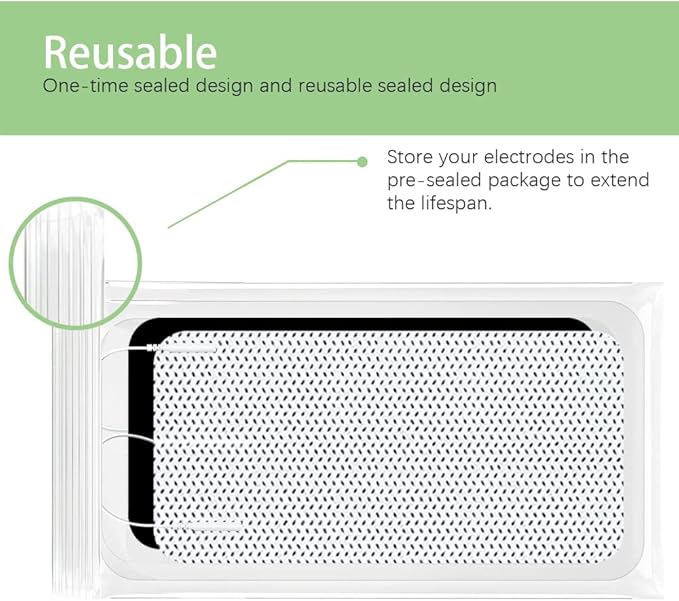 TENS Unit Replacement Pads for Waist and Lower Back Pain Relief 4X8" Large TENS Unit Pads Self-Adhesive Electrode Pads Compatible with TENS 7000, AUVON TENS- 4 Pcs