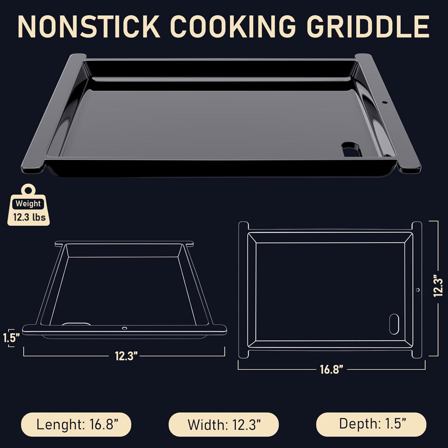 Utheer Nano-Ceramic Half Griddle for Ninja FlexFlame PG300,Professional-Grade Nonstick Half-Size Griddle Plate with Grease Drain,Rust-Resistant,BBQ Breakfast & Camping,Fit Ninja FlexFlame XSKHLFGRIDLE