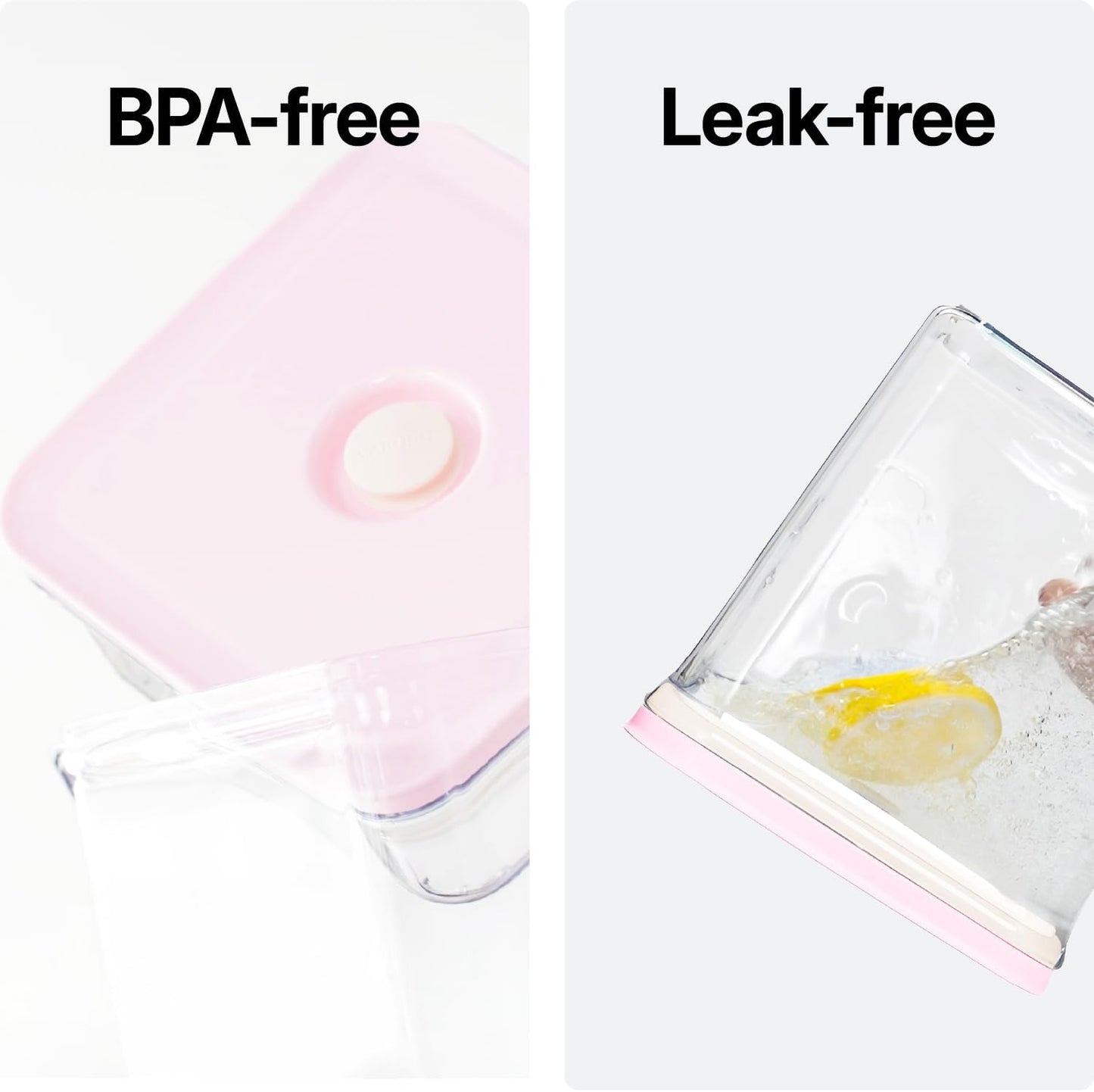 Premium Airtight Food Storage Containers ROSE Rectangular 1.06qt 2P/SET, Patented Double Silicone Lining, 100% Leak Proof, BPA-FREE