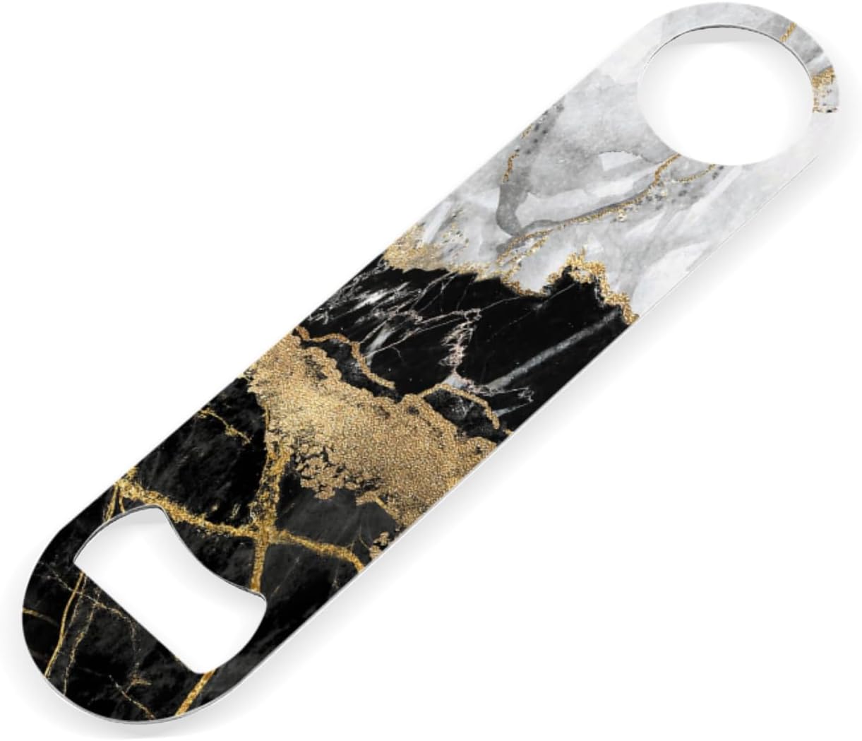 2 PACK Beer Bottle Opener, Stainless Steel Flat Bottle Openers,7 inch Metal Decor,Black And Golden Marble