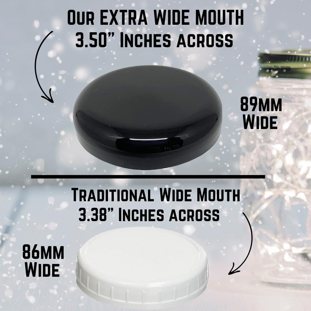 JARMING COLLECTIONS Mason Jars 16 oz Glass Extra Wide Mouth Pint Storage Jars with Lids - BPA Free Plastic Storage Lids - Made in USA - Pint Glass Jars 16 oz with Lids, Ryan16BKX3