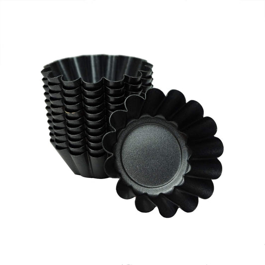 12 Pack Mini Tart Pan, Non-stick Carbon Steel Tart Molds, Pie Mould, Muffin Cupcake Pudding Maker - for Pies, Chinese Tart, Cakes (Size 2.6"x0.9")