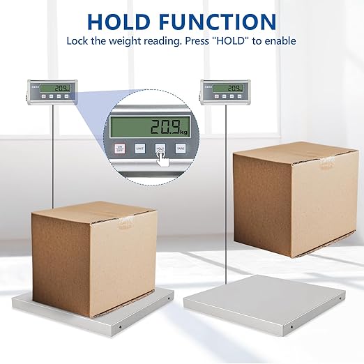 SIKE EPS660 Bariatric Floor Scale with Extra-Large Platform, SIKE Digital Postal Shipping Scale, 660 x 0.2lb(300kg x 0.1kg), 22" x 22" Platform, Stainless Steel, Heavy Duty