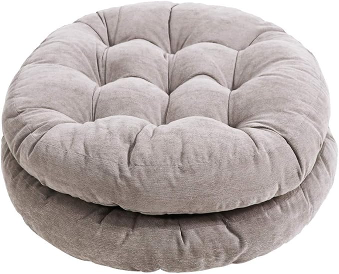 Tiita Floor Pillow Cushion, Round Seat Cushion, Outdoor Floor Pad, Meditation Cushion for Yoga Living Room Sofa Balcony, Set of 2, 22x22 Inch, Grey