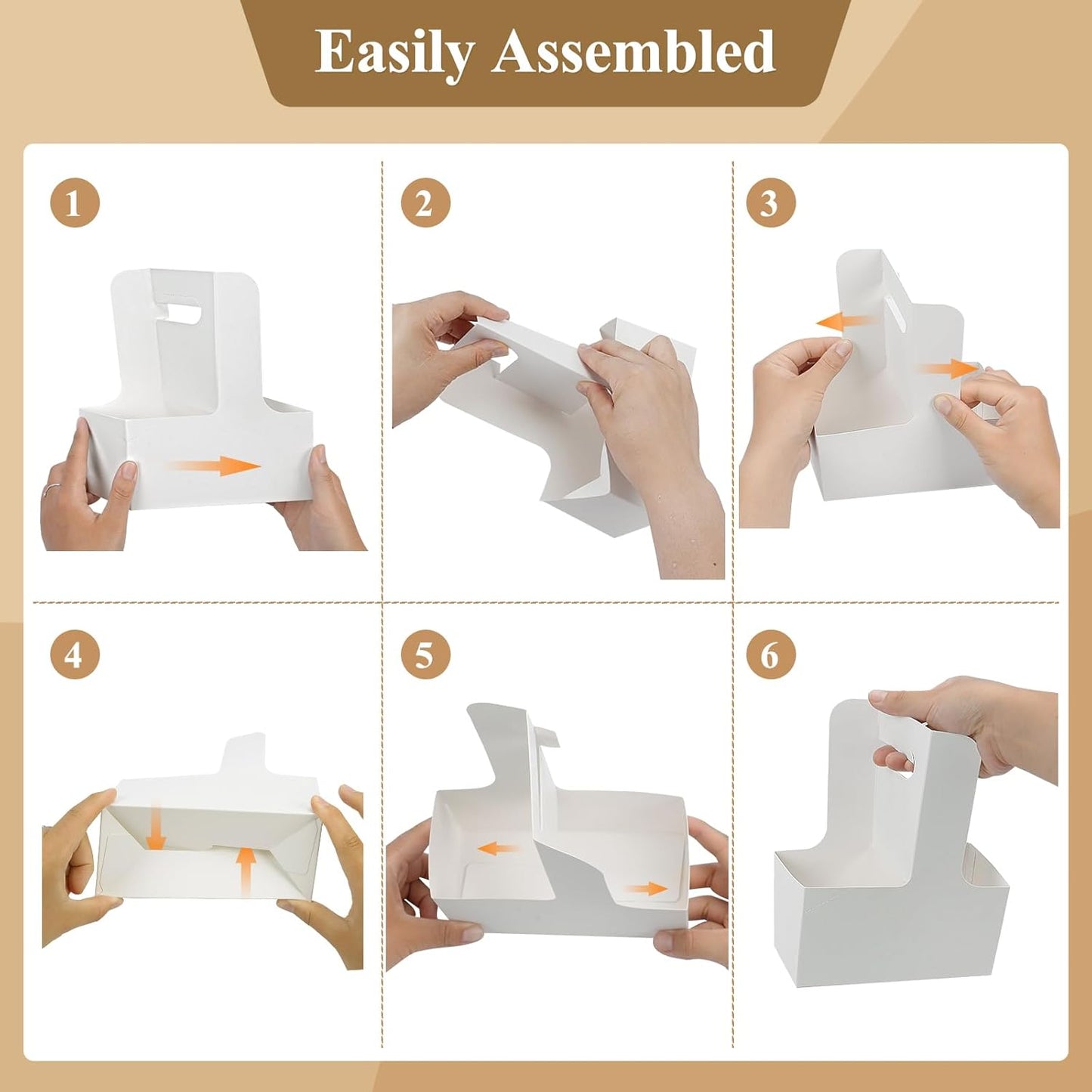 HFH Disposable 2-Cup Drink Carrier with Handle, Cardboard Cup Holder for Takeout, White (20P)