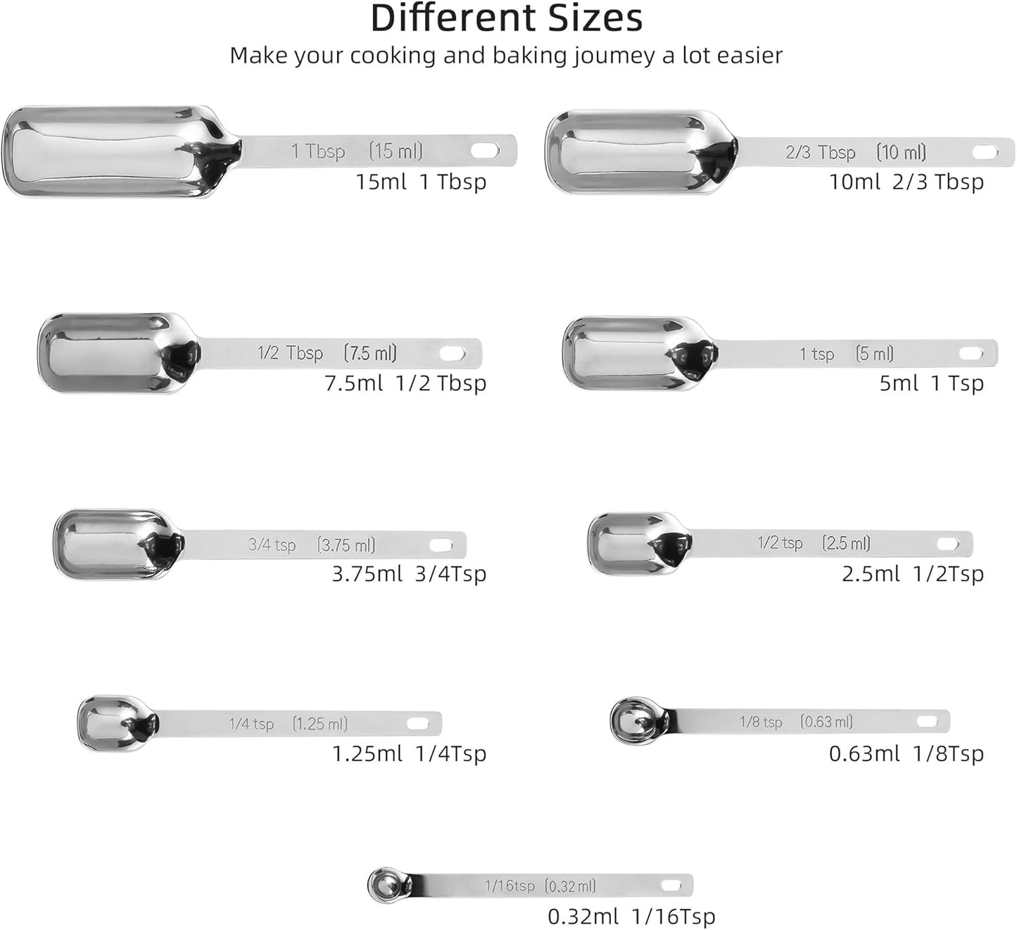 Measuring Cups and Spoons Set, 20-Piece 18/8 Stainless Steel Measuring Cups and Spoons Set, Measuring Stick Leveler, Measurement Conversion Chart Fridge Magnet, with 2/3 & 3/4 Measure Cup