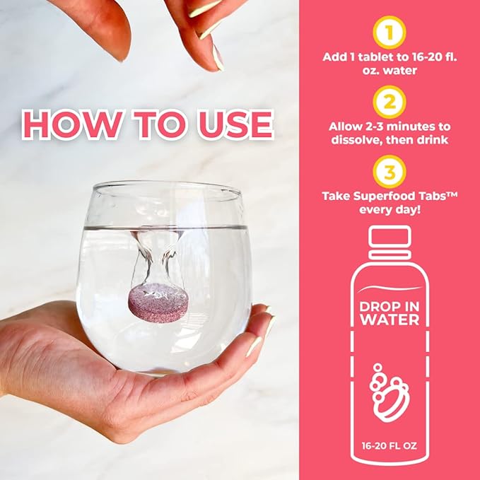 Superfoods Company Detox Cleanse Drink - Supplement for Women & Men - Support Healthy Weight, Digestive Health, Cravings & Bloating Relief - Strawberry Lemonade Flavor [30 Tablets]