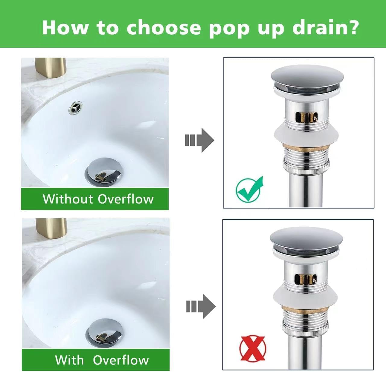 Brushed Nickel Stainless Steel Pop up Drain for Bathroom Sink with Detachable Basket Bathroom Sink Drain with Overflow Sink Drain Strainer