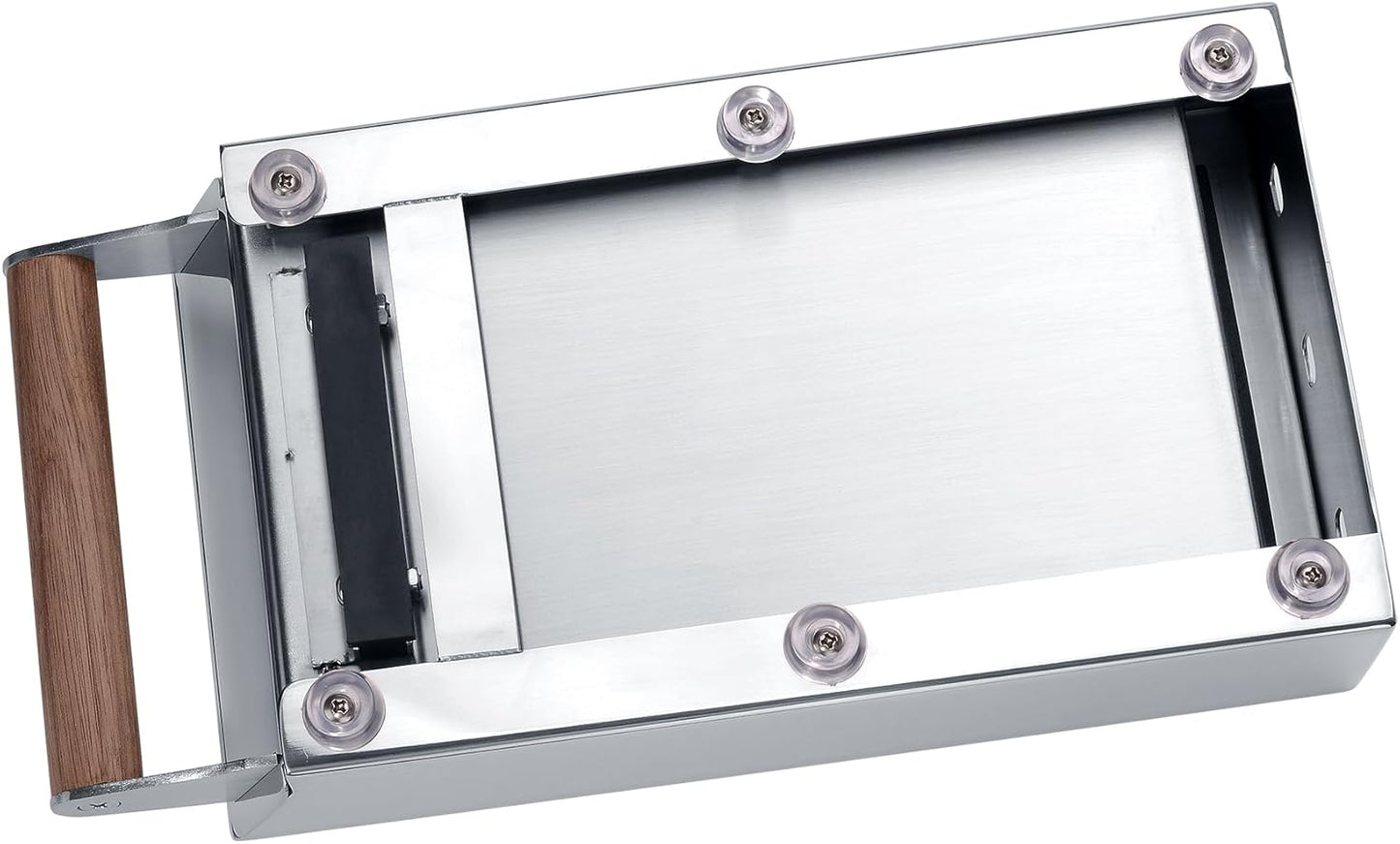 Normcore Espresso Knocker Drawer, Coffee Knock Box with Shock Absorbing Removable Knock Bar and Non-Slip Base, Mirror Finish, 304 Stainless Steel With Walnut Wood Hand, Size: S