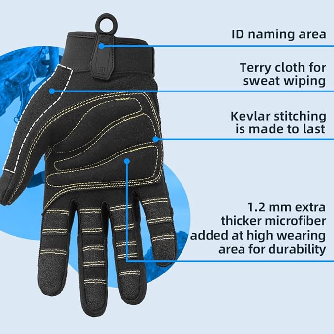 Seibertron Full or Half Finger Padded Palm Lightweight Breathable Climbing Rope Gloves for Climbers, Rock Climbing, Rescue, Adventure, Sailing, Kayaking, Outdoor Sports