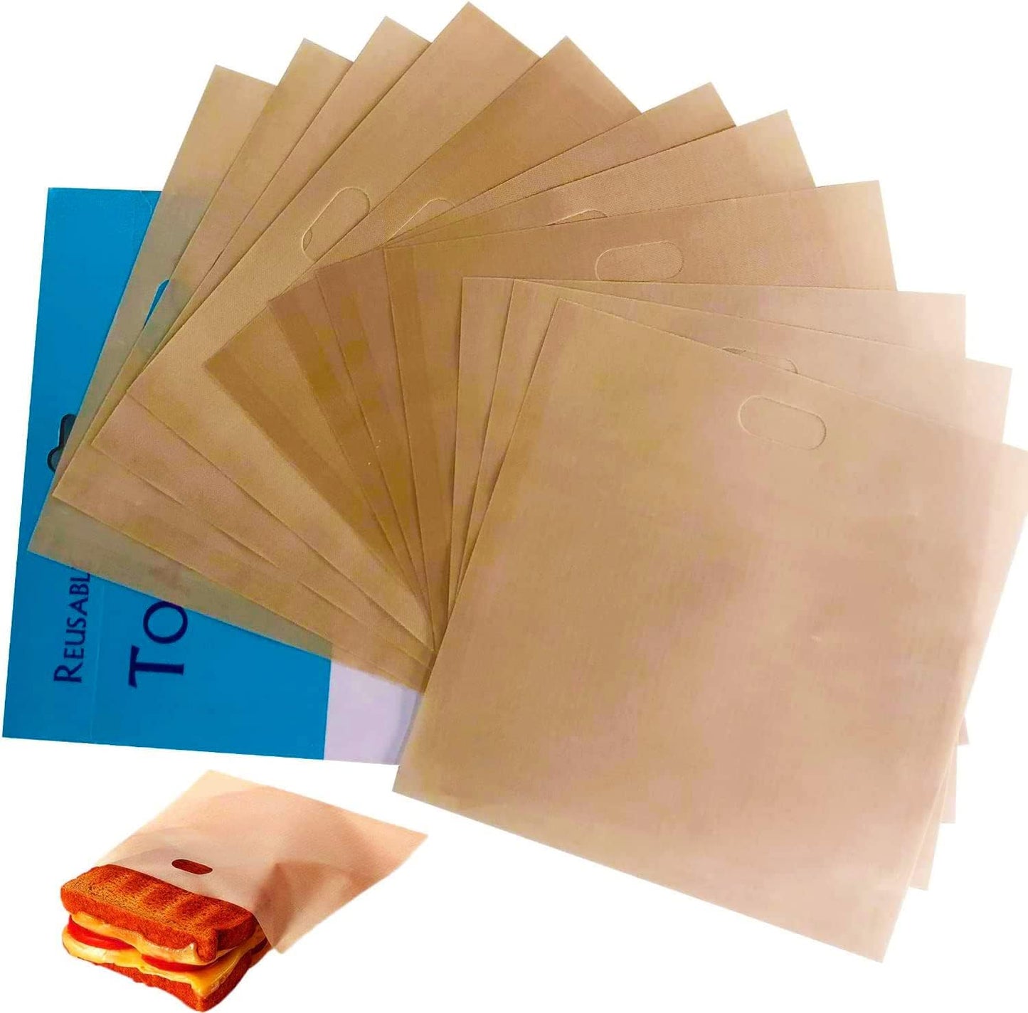 12 Pack Reusable Toaster Bags Non-Stick, Washable Toasted Sandwich Toastie Bags Toaster Microwave Grill, Great for Toast Sandwich Panini Snacks