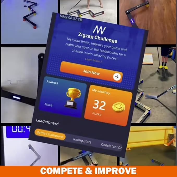 Potent Digital Stickhandling Trainer 2.0 – App-Enabled Hockey Training Aid | Real-Time Feedback, Scoreboard & Timer | Portable On/Off Ice Puck Handling & Reaction Drills