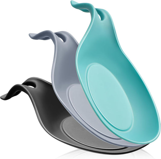 Spoon Rest for Stove Top, 3 Pack Large Silicone Spoon Holder for Kitchen Counter, Heat Resistant Cooking Spoon Holder, Microwave and Oven Safe