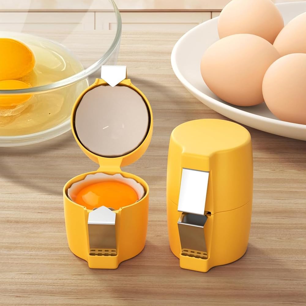 Egg Shell Opener Remover, Eggs Peeler Separator for Boiled and Raw Eggs, Stainless Steel Eggshell Cutter Kitchen Tools for Cooking and Breakfast Prep (Orange, 1 Pcs)