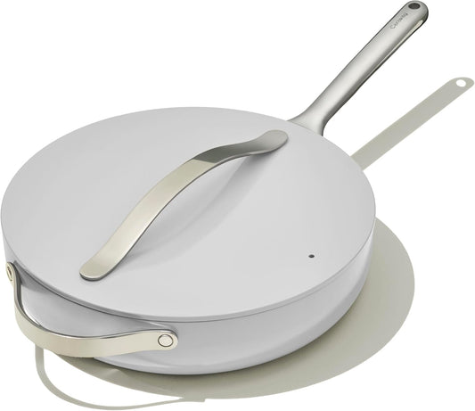 Caraway Nonstick Ceramic Sauté Pan with Lid (4.5 qt, 11.8") - Non Toxic, PTFE & PFOA Free - Oven Safe & Compatible with All Stovetops (Gas, Electric & Induction) - Gray