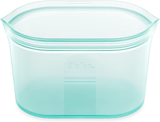 Zip Top Reusable Food Storage Bags | Large Dish [Teal] | Silicone Meal Prep Container | Microwave, Dishwasher and Freezer Safe | Made in the USA