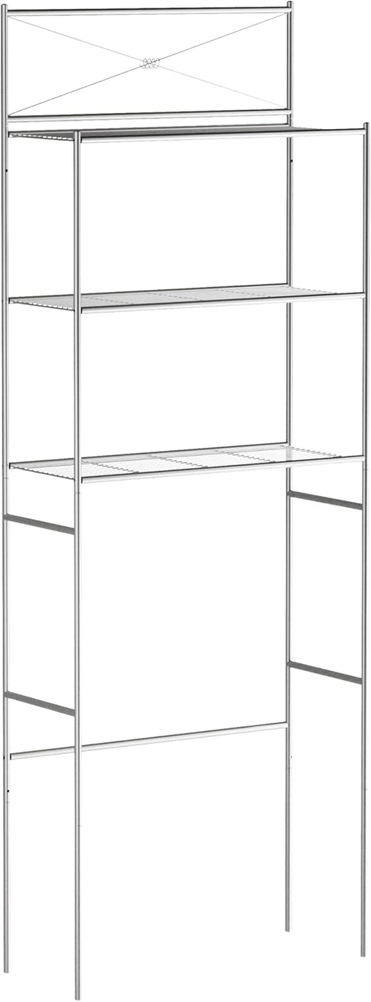Zenna Home Over the Toilet Storage Shelf Space Saver, Behind Toilet Bathroom Organizer and Storage, Metal Bathroom Organizer with 3 Shelves, Satin Nickel