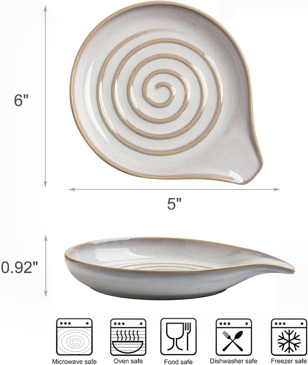 Ceramic Spoon Rest for Stove Top, Large Spoon Holder for Kitchen Counter, Heat-Resistant & Easy to Clean, Non-Stick Spatula Holder for Cooking, Coffee Spoon, Kitchen Decor, White