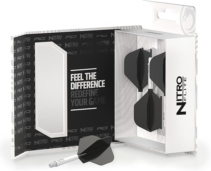 RED DRAGON Darts – Nitro Flite Integrated Flight & Shaft System – No.2 Shape and Design - Available in Short, Intermediate & Medium - Available in Variety of Colours - Professional Darts Accessories