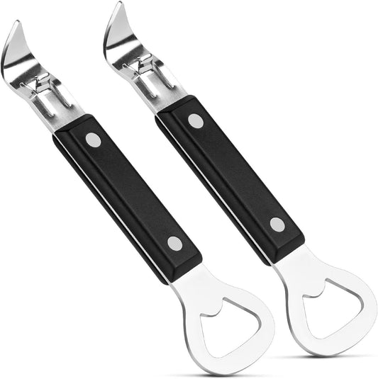 2-Pack Can Punch Opener with Non-Slip Handle, Dual Stainless Steel Beer Bottle and Can Openers, Rust-Resistant and Compact, for Kitchen, Bar, Camping