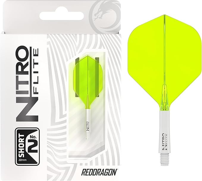 RED DRAGON Darts – Nitro Flite Integrated Flight & Shaft System – No.2 Shape and Design - Available in Short, Intermediate & Medium - Available in Variety of Colours - Professional Darts Accessories