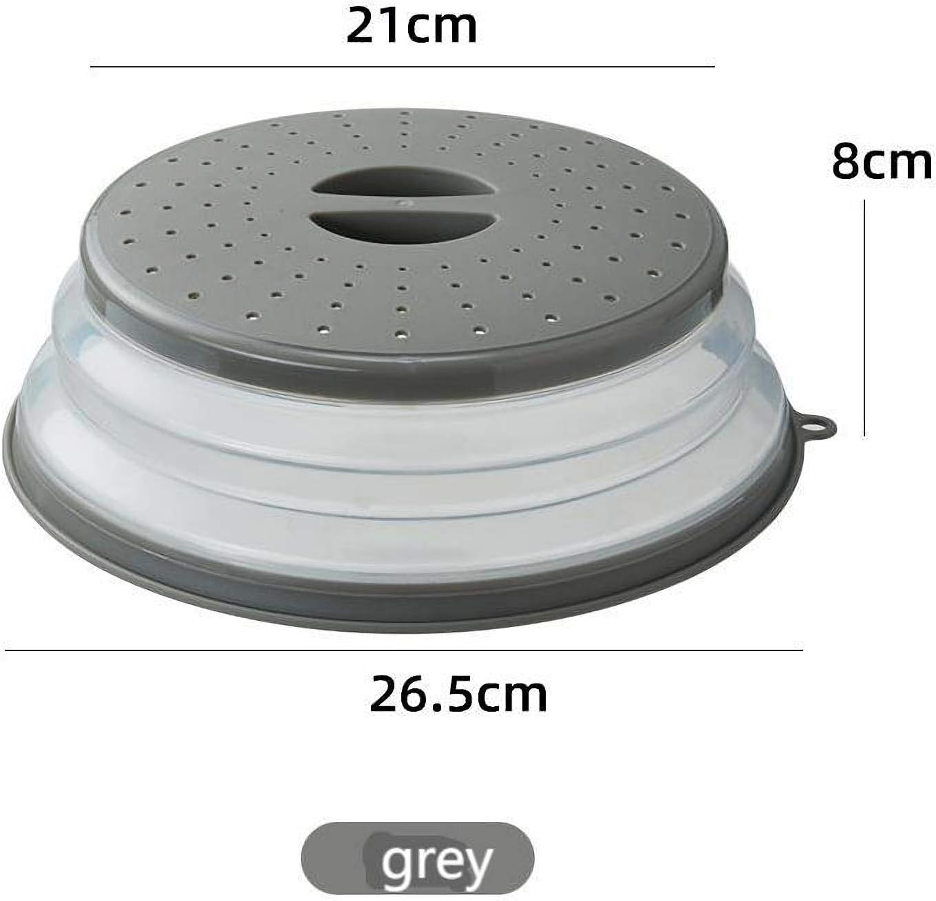 WENWELL Vented Collapsible Microwave Splatter Cover for Food,Kitchen dish bowl Plate lid Can be Hung,Dishwasher-Safe,Fruit Drainer Basket,BPA-Free Silicone & Plastic,gray