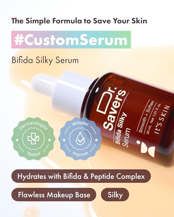IT’S SKIN Dr.Savers Bifida Silky Serum 1.01 fl.oz, Skin Barrier Repair Serum, Bifida Complex, Multi Peptide Ampoule, Smooth Texture, Supple Moisturizer for Sensitive or Dry Skin, Korean Skincare