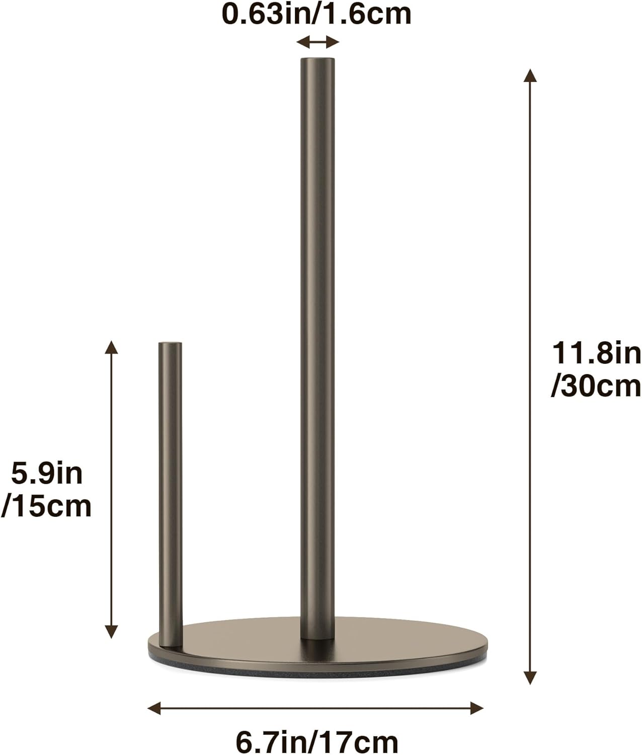 Bronze Kitchen Paper Holder, Oil Rubbed Bronze Paper Towel Holder, Kitchen Roll Organizer, Countertop Roll Dispenser with Weighted Base