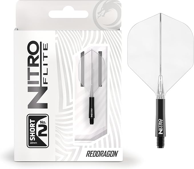 RED DRAGON Darts – Nitro Flite Integrated Flight & Shaft System – No.2 Shape and Design - Available in Short, Intermediate & Medium - Available in Variety of Colours - Professional Darts Accessories
