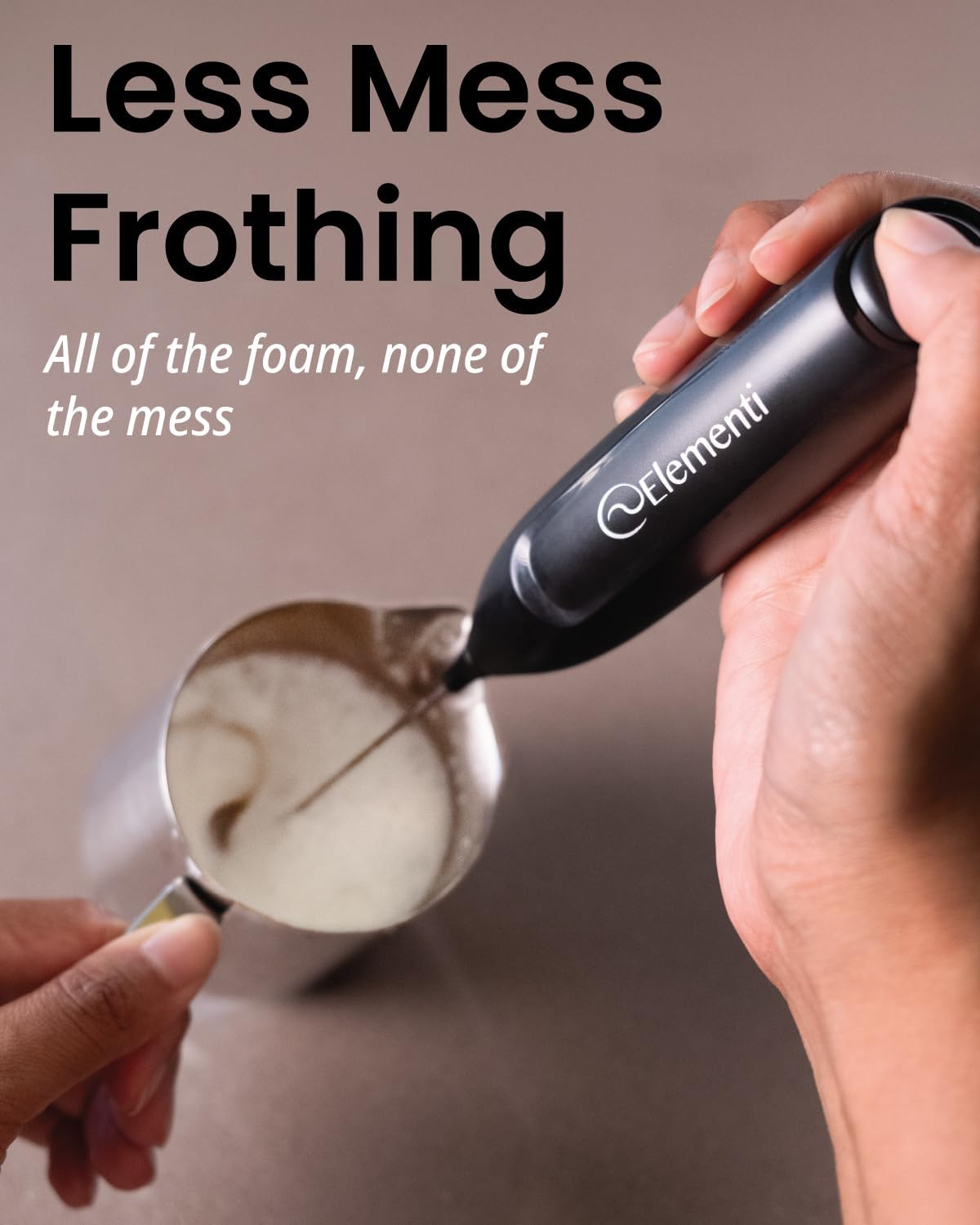 Elementi Pink Milk Frother Wand & Matcha Mixer, Mini Electric Whisk - Coffee Mixer Wand - Coffee Stirrers Electric Matcha Whisk (Hot Pink)