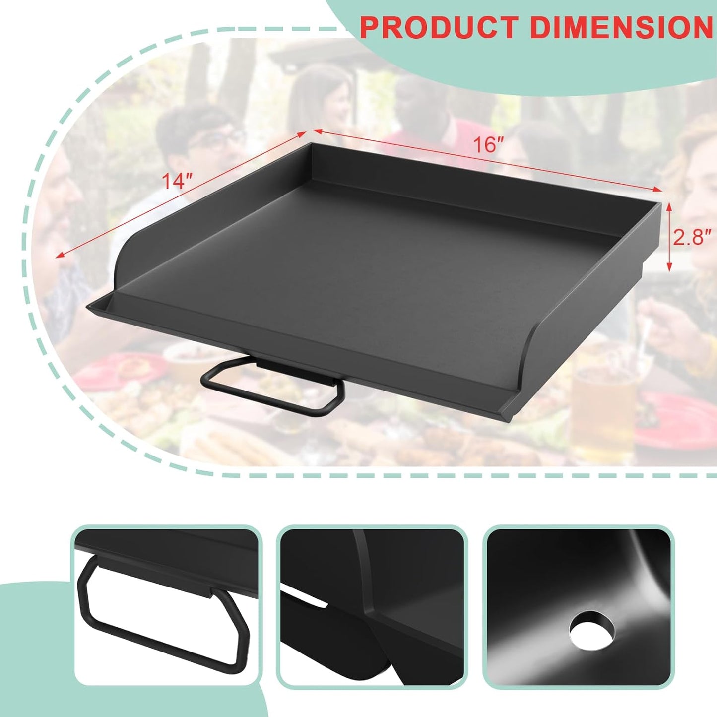 14" x 16" Universal Flat Top Griddle for Camp Chef EX280LW YK60LW EX90LW EX60LW SB30D EX60FP DB60D EX60P EX60B, Fry Griddle Pan for Most Double Burner Stove/14" Cook System Single & Gas Grill