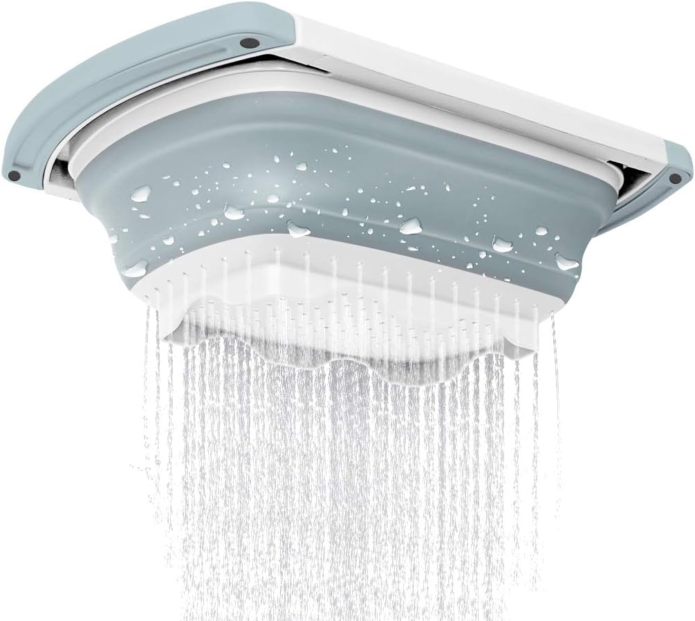 Qimh Collapsible Colander | Over The Sink Silicone Kitchen Strainers and Colanders with Extendable Handles | Veggies, Fruit and Pasta Foldable Strainer for Kitchen, 6-Quart, BPA Free