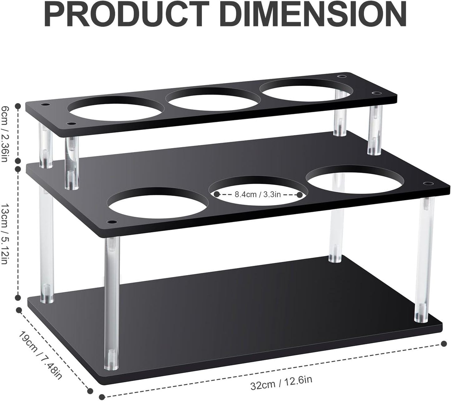 Acrylic Coffee Syrup Organizer, 2 Tier Coffee Syrup Rack (6 Bottle Capacity), Syrup Bottle Holder Stand for Coffee Bar, Kitchen Countertop Syrups, Condiments and Wine (Black)