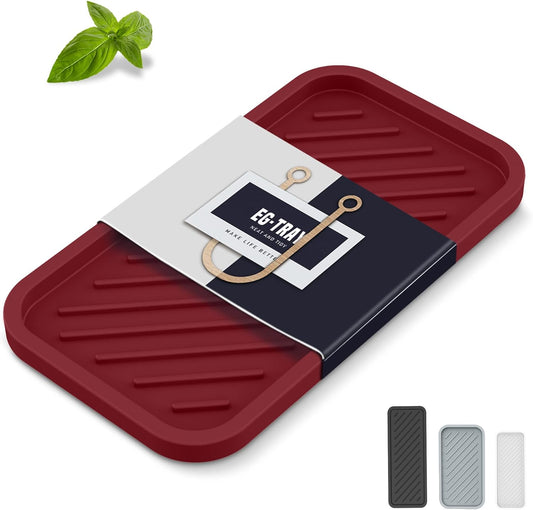 EG-SIPRO Silicone Sponge Holder,Large 10" Kitchen Sink Organizer Tray Kitchen Soap Tray Soap Sponge Holder for Bathroom Counter Sponge Caddy Dish Soap for Scrubber,Soap Dispenser,Scouring Pad